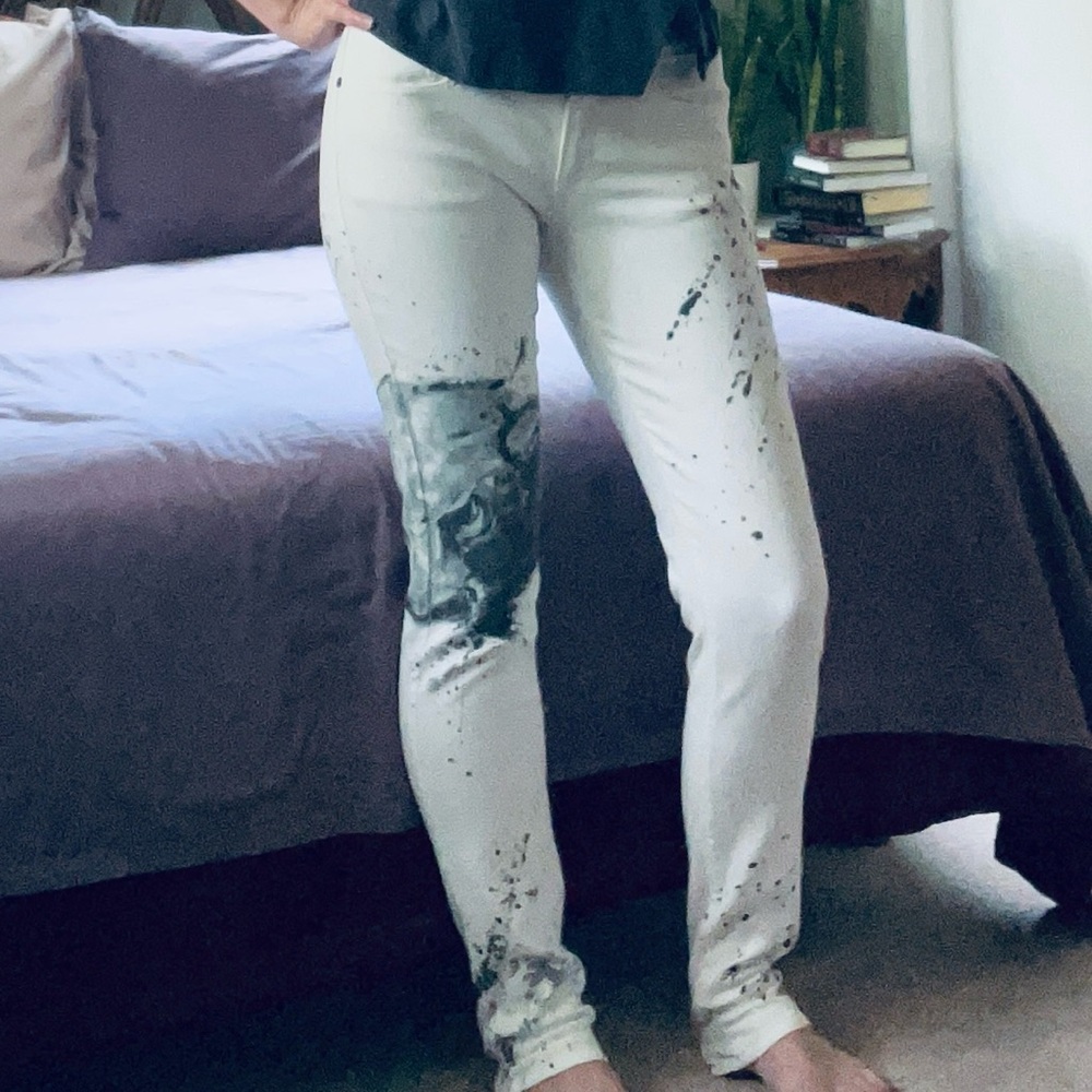 Ralph Lauren White Paint Splatter Bull Skinny Jeans 28